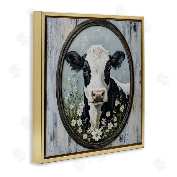 Stupell Industries Petal Prints Design | Classic Cow & Daisy Portrait