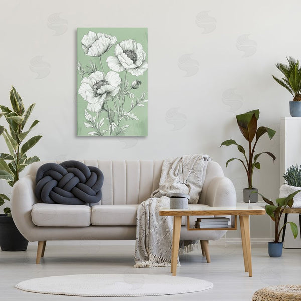 Stupell Industries Petal Prints Design | Classic Green Poppy Floral Wall Art