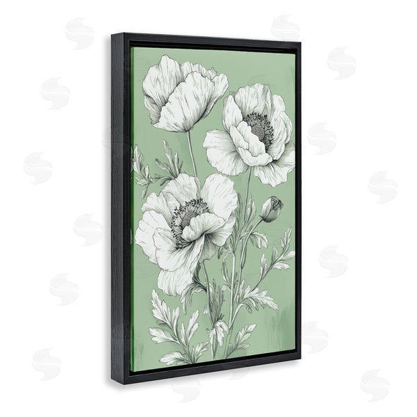 Stupell Industries Petal Prints Design | Classic Green Poppy Floral Wall Art
