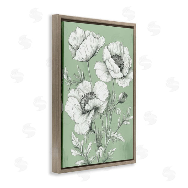 Stupell Industries Petal Prints Design | Classic Green Poppy Floral Wall Art