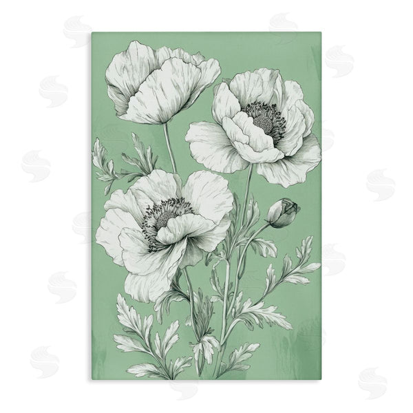stupell industries Petal Prints Design | Classic Green Poppy Floral Wall Art