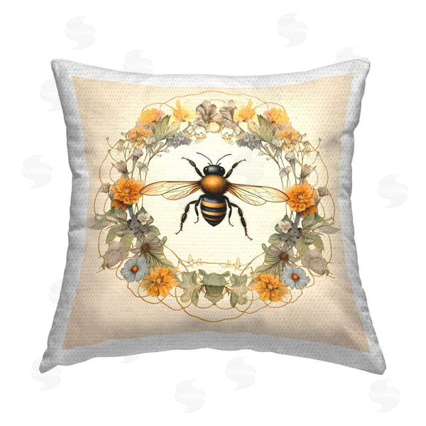 Stupell Industries Petal Prints Design | Cottage Bee Wreath Printed Throw Pillow