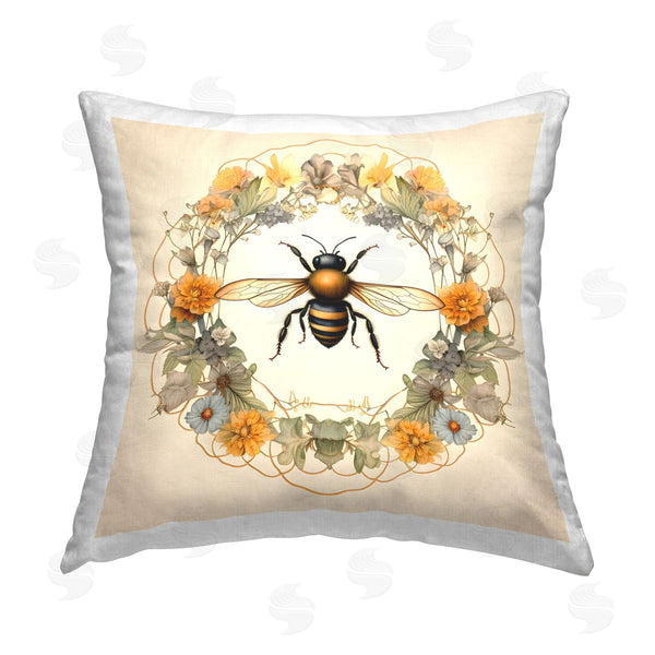 stupell industries Petal Prints Design | Cottage Bee Wreath Printed Throw Pillow