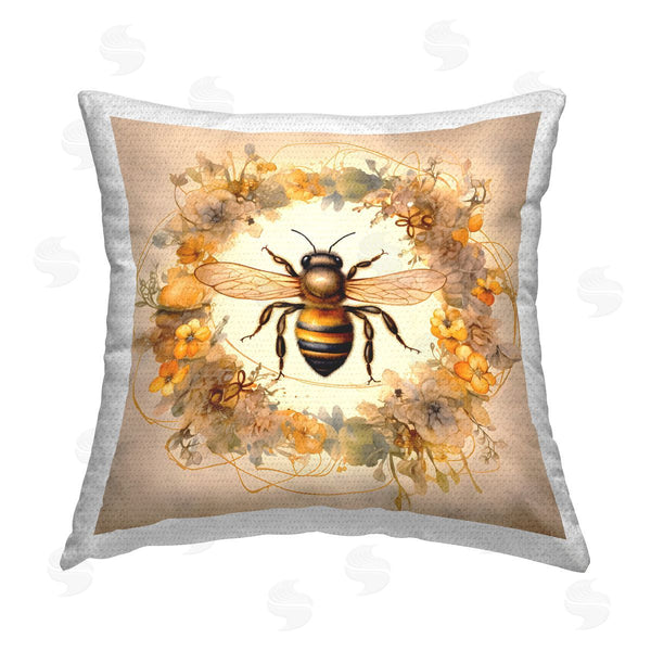 Stupell Industries Petal Prints Design | Country Bee Wreath Printed Throw Pillow