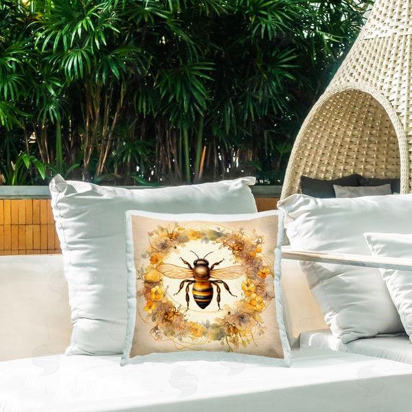 Stupell Industries Petal Prints Design | Country Bee Wreath Printed Throw Pillow