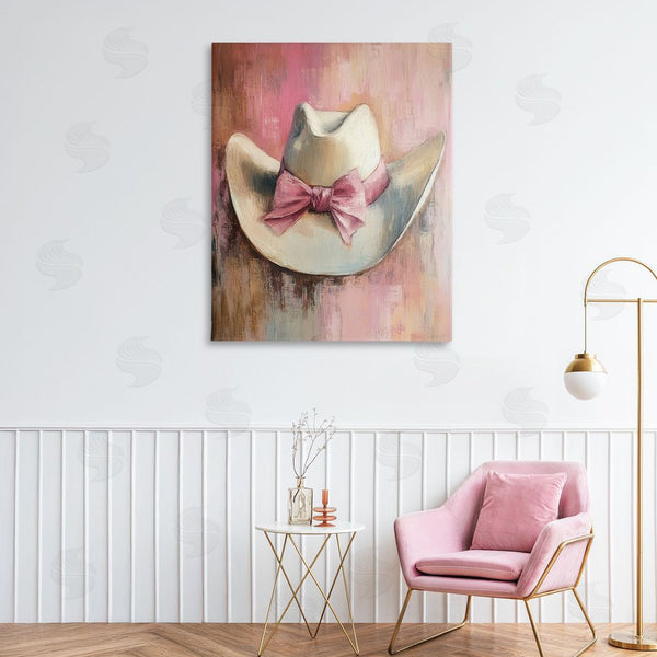 Stupell Industries Petal Prints Design | Cowgirl Hat With Bow Over Pink Wall Art