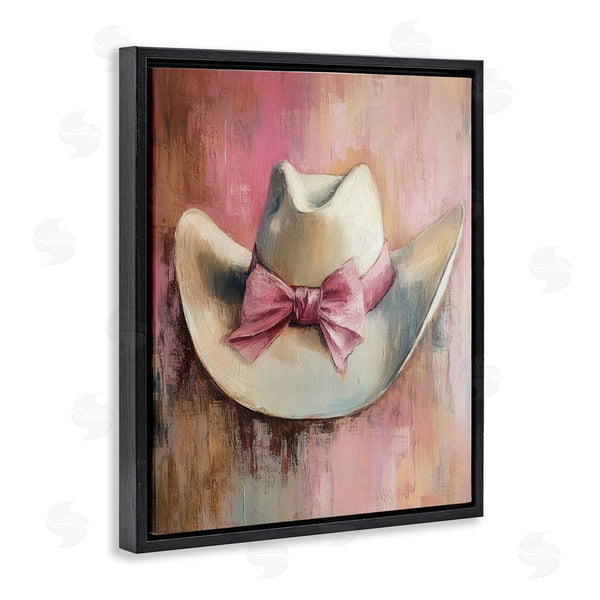 Stupell Industries Petal Prints Design | Cowgirl Hat With Bow Over Pink Wall Art