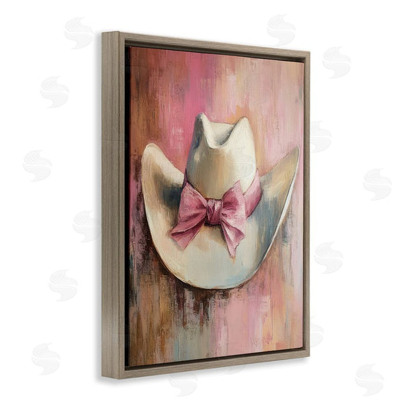 Stupell Industries Petal Prints Design | Cowgirl Hat With Bow Over Pink Wall Art