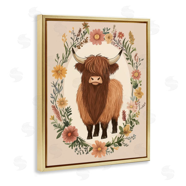 Stupell Industries Petal Prints Design | Cutesy Floral Highland Cow