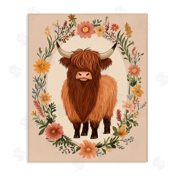 stupell industries Petal Prints Design | Cutesy Floral Highland Cow