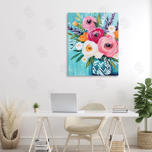 Stupell Industries Petal Prints Design | Decorative Vase Ranunculus Bouquet Wall Art