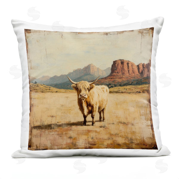 Stupell Industries Petal Prints Design | Desert Cow Portrait Printed Throw Pillow
