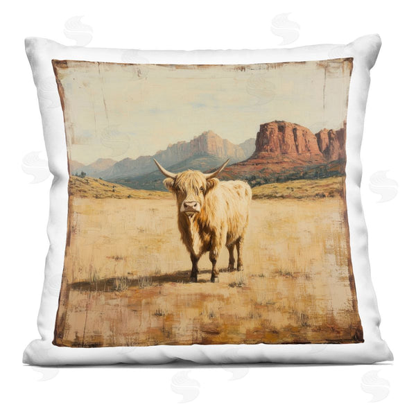 stupell industries Petal Prints Design | Desert Cow Portrait Printed Throw Pillow