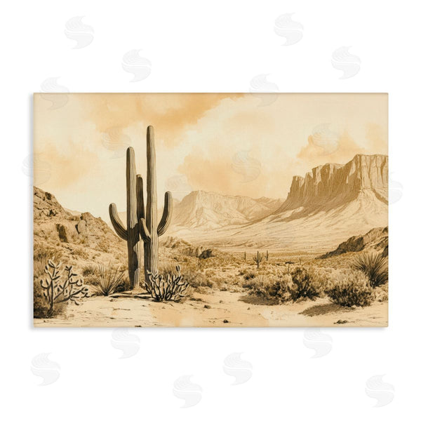 stupell industries Petal Prints Design | Desert Landscape Sepia Cacti Wall Art