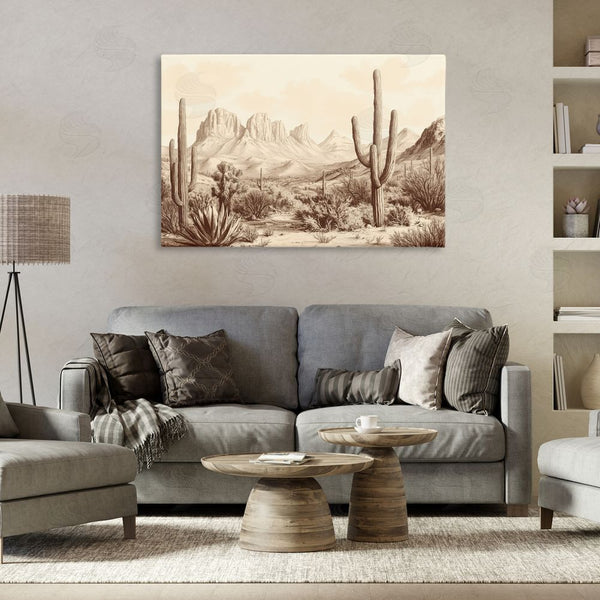 Stupell Industries Petal Prints Design | Desert Landscape Vintage Cacti Wall Art