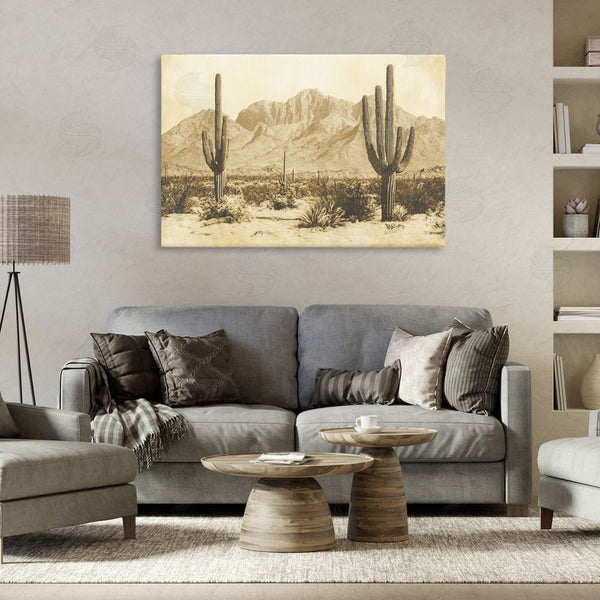 Stupell Industries Petal Prints Design | Desert Landscape Vintage Sepia Wall Art