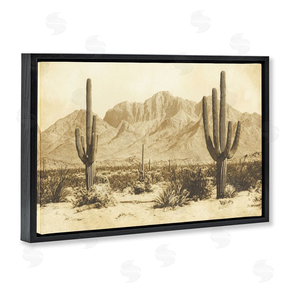 Stupell Industries Petal Prints Design | Desert Landscape Vintage Sepia Wall Art