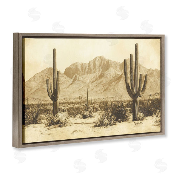 Stupell Industries Petal Prints Design | Desert Landscape Vintage Sepia Wall Art