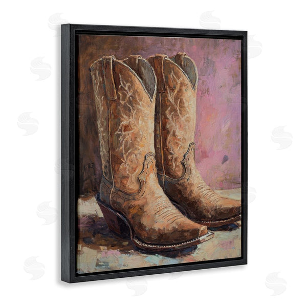 Stupell Industries Petal Prints Design | Distressed Brown Cowboy Boots Wall Art