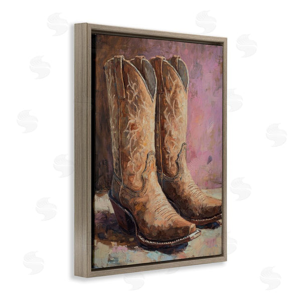 Stupell Industries Petal Prints Design | Distressed Brown Cowboy Boots Wall Art