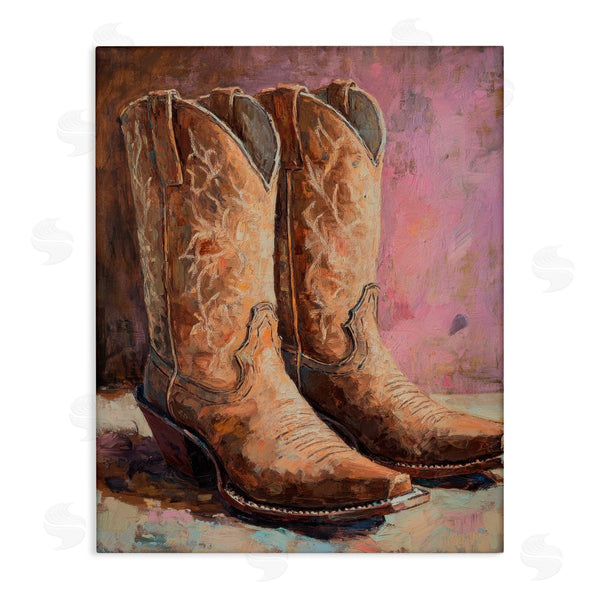 stupell industries Petal Prints Design | Distressed Brown Cowboy Boots Wall Art