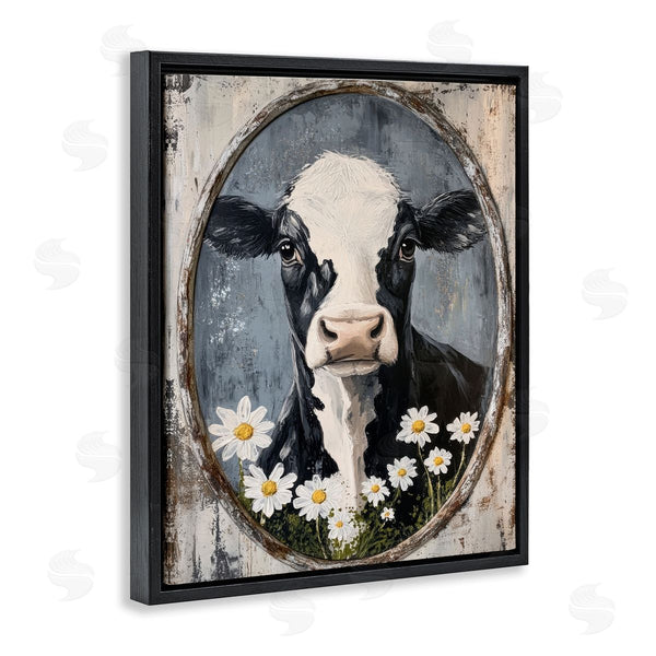 Stupell Industries Petal Prints Design | Distressed Cow Portrait
