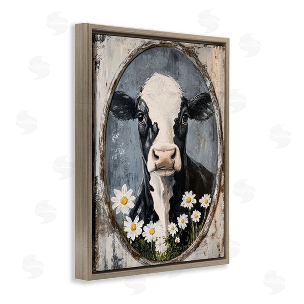 Stupell Industries Petal Prints Design | Distressed Cow Portrait
