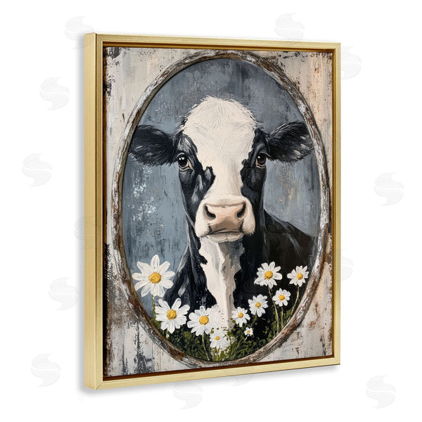 Stupell Industries Petal Prints Design | Distressed Cow Portrait