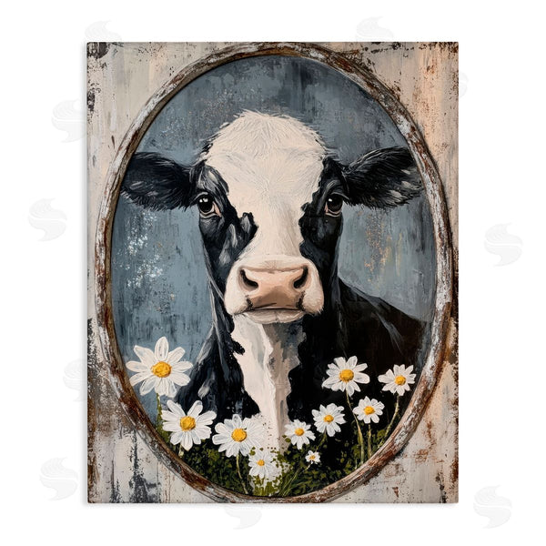 stupell industries Petal Prints Design | Distressed Cow Portrait