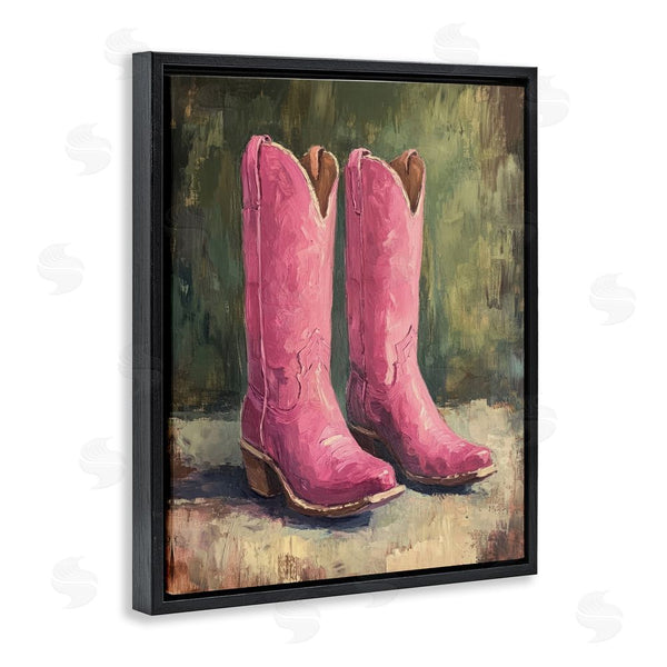 Stupell Industries Petal Prints Design | Distressed Pink Cowgirl Boots Wall Art