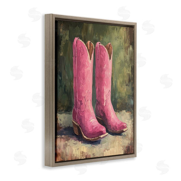 Stupell Industries Petal Prints Design | Distressed Pink Cowgirl Boots Wall Art