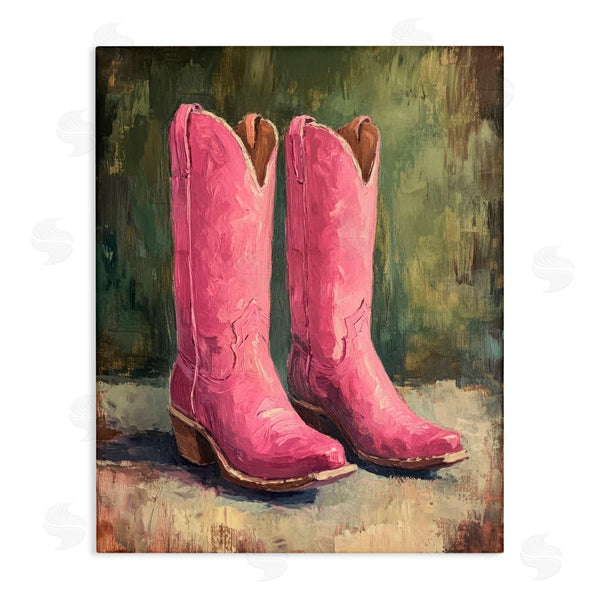 stupell industries Petal Prints Design | Distressed Pink Cowgirl Boots Wall Art