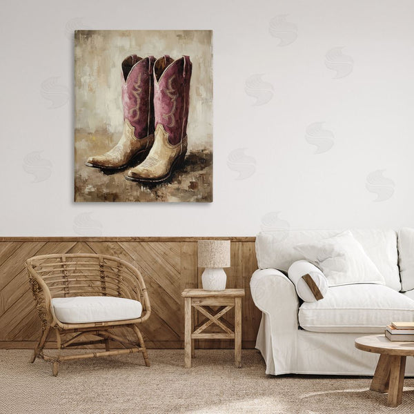 Stupell Industries Petal Prints Design | Distressed Purple Cowgirl Boots Wall Art
