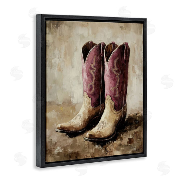 Stupell Industries Petal Prints Design | Distressed Purple Cowgirl Boots Wall Art