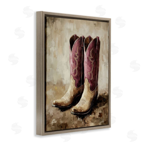 Stupell Industries Petal Prints Design | Distressed Purple Cowgirl Boots Wall Art