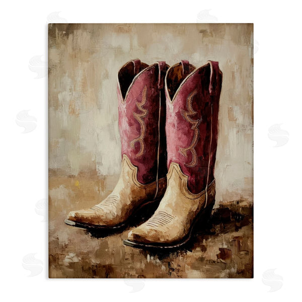 stupell industries Petal Prints Design | Distressed Purple Cowgirl Boots Wall Art