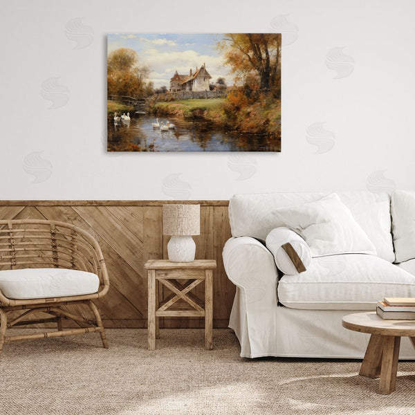 Stupell Industries Petal Prints Design | Ducks In Cottage River Wall Art