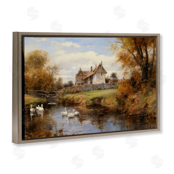 Stupell Industries Petal Prints Design | Ducks In Cottage River Wall Art
