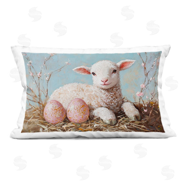 stupell industries Petal Prints Design | Easter Lamb and Easter Eggs Printed Throw Pillow