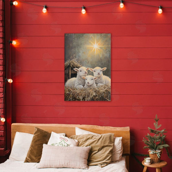 Stupell Industries Petal Prints Design | Festive Lambs In Stable Wall Art