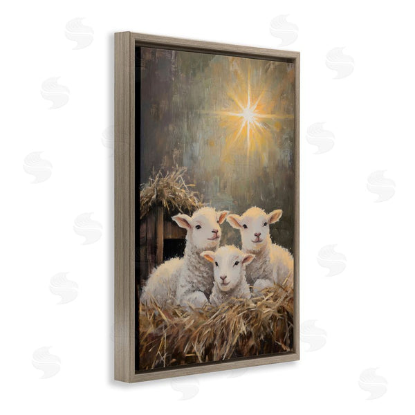 Stupell Industries Petal Prints Design | Festive Lambs In Stable Wall Art