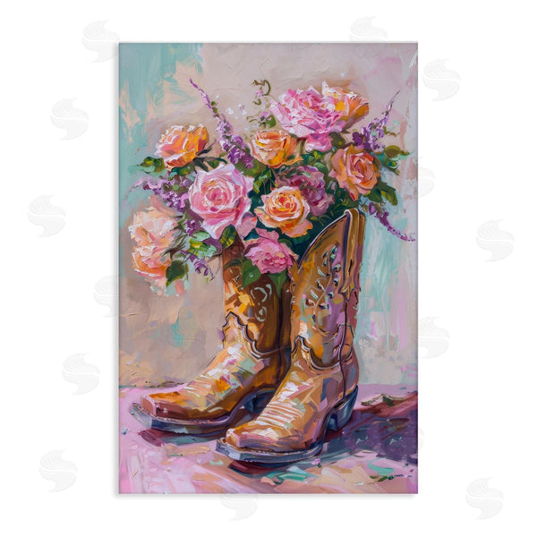 stupell industries Petal Prints Design | Floral Boots Bouquet Wall Art
