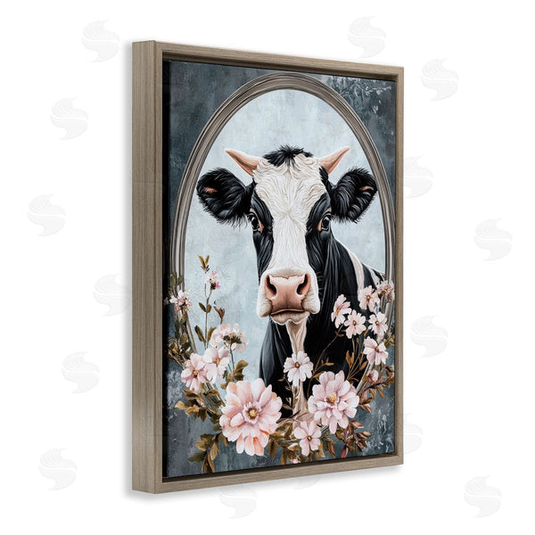 Stupell Industries Petal Prints Design | Flower Horned Cow Portrait