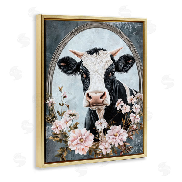 Stupell Industries Petal Prints Design | Flower Horned Cow Portrait