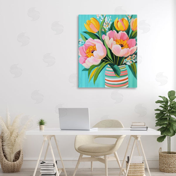 Stupell Industries Petal Prints Design | Flowers In Spring Stripes Wall Art