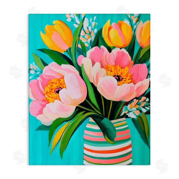 stupell industries Petal Prints Design | Flowers in Spring Stripes Wall Art
