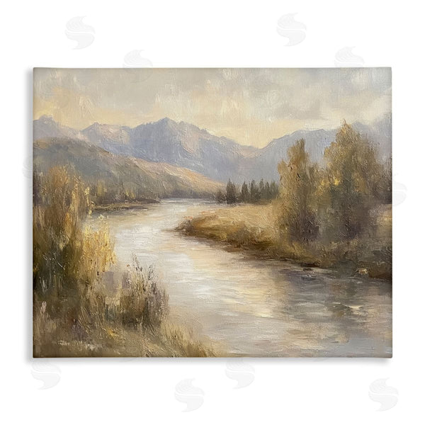 stupell industries Petal Prints Design | Flowing River & Distant Mountains