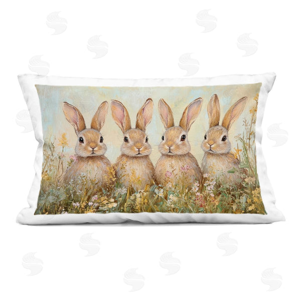 stupell industries Petal Prints Design | Four Bunnies in Flowers Printed Throw Pillow