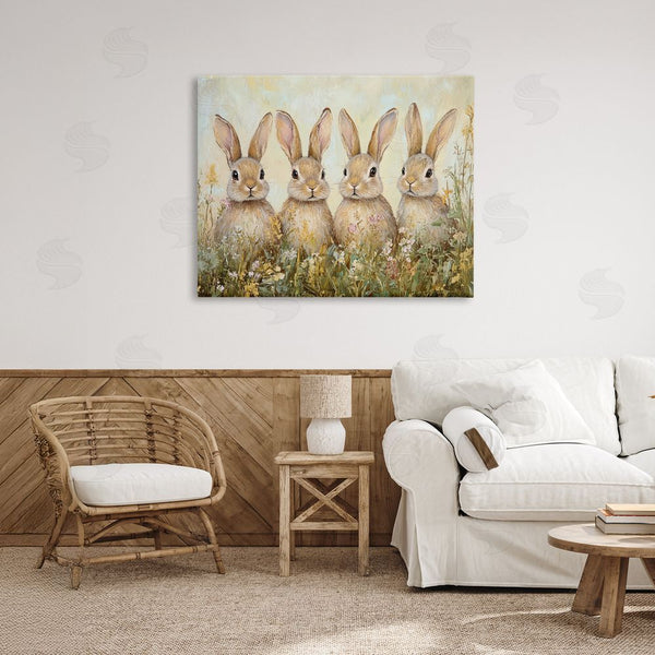 Stupell Industries Petal Prints Design | Four Bunnies In Flowers Wall Art