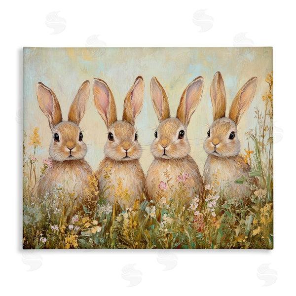 stupell industries Petal Prints Design | Four Bunnies in Flowers Wall Art